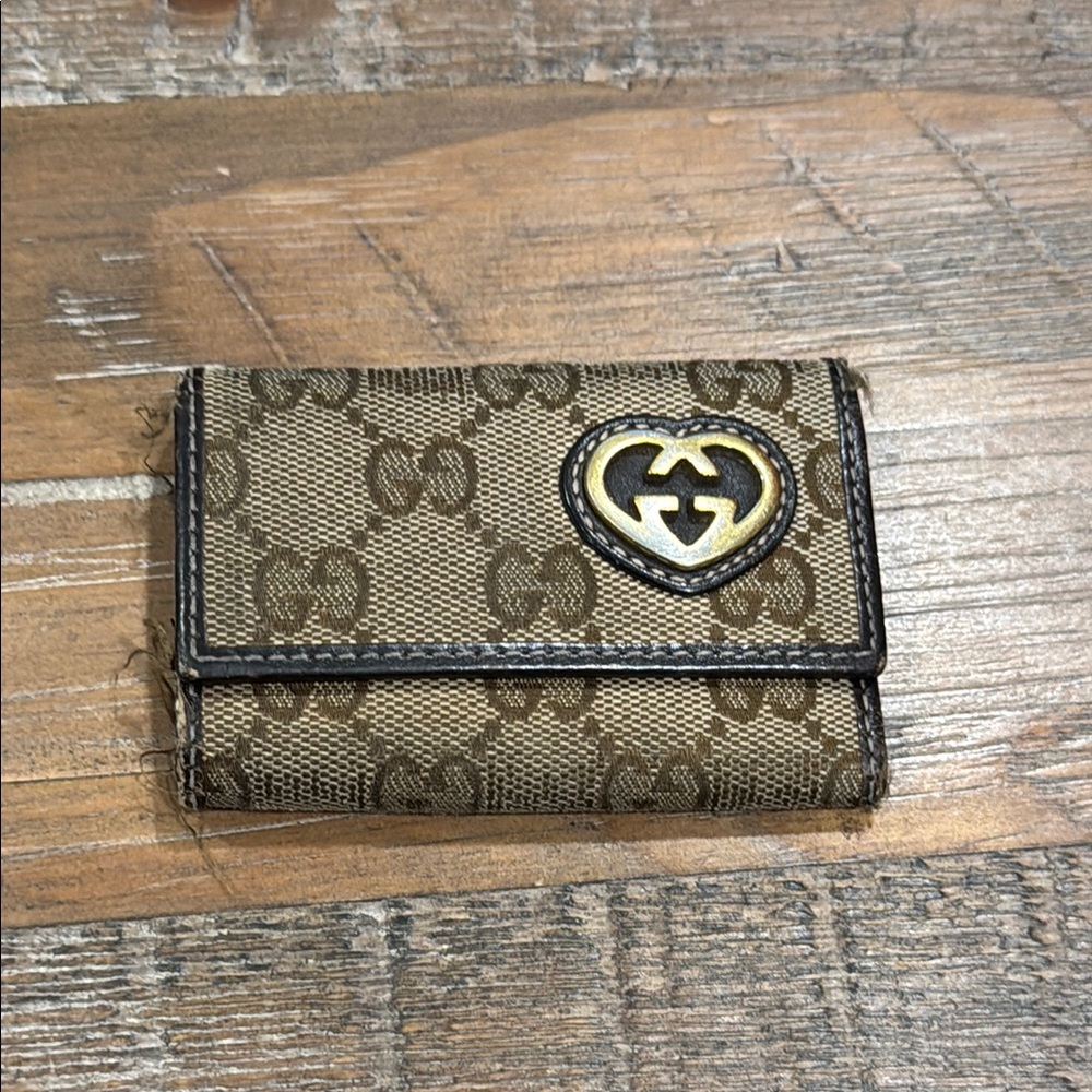 Gucci Tri-fold Key Case (Brown w/Gold Accent)